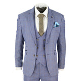 Traje de tres piezas para hombre a cuadros azules - Cavani Delray