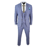 Traje de tres piezas para hombre a cuadros azules - Cavani Delray