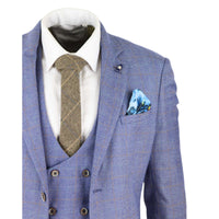 Traje de tres piezas para hombre a cuadros azules - Cavani Delray