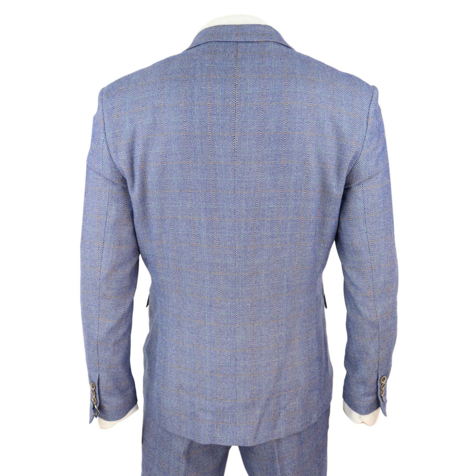 Traje de tres piezas para hombre a cuadros azules - Cavani Delray