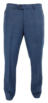Dion - Pantalones de hombre de tweed azul con estampado de espiga
