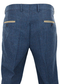 Dion - Pantalones de hombre de tweed azul con estampado de espiga