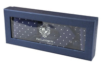 Conjunto de regalo de corbata azul marino con lunares, pañuelo de bolsillo, gemelos, alfiler de corbata y satén de lunares.