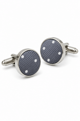 Conjunto de regalo de corbata plateada con lunares, pañuelo de bolsillo, gemelos, alfiler de corbata y satén con lunares.