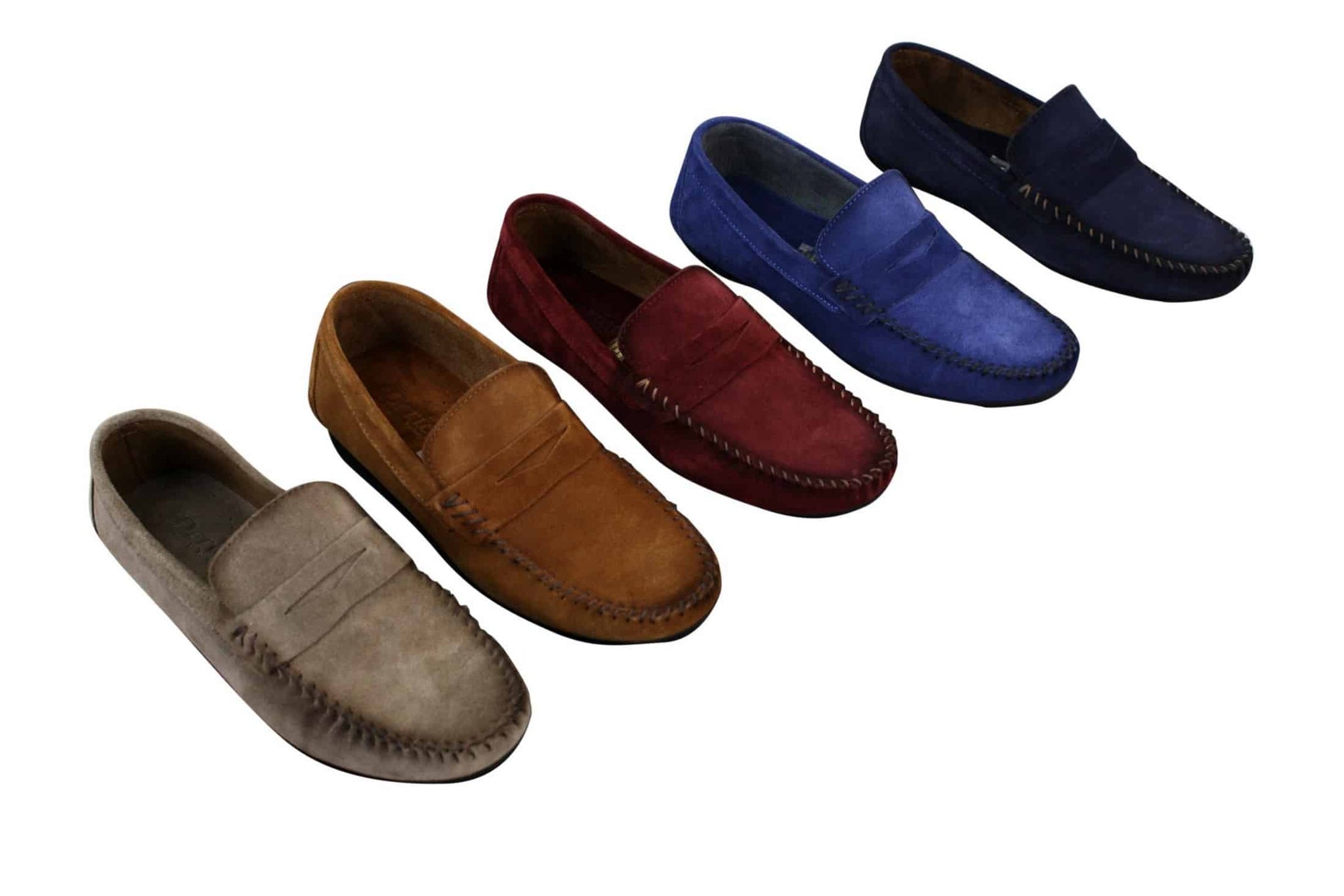 Mocasines de diseño para hombre, de ante auténtico lavado, estilo casual elegante.