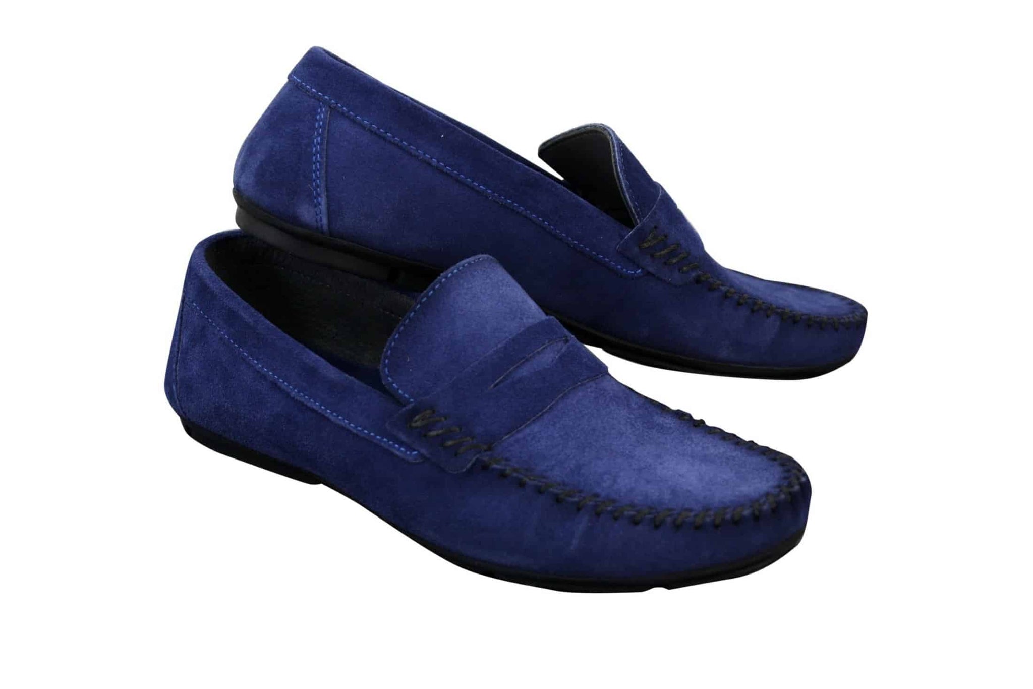 Mocasines de diseño para hombre, de ante auténtico lavado, estilo casual elegante.