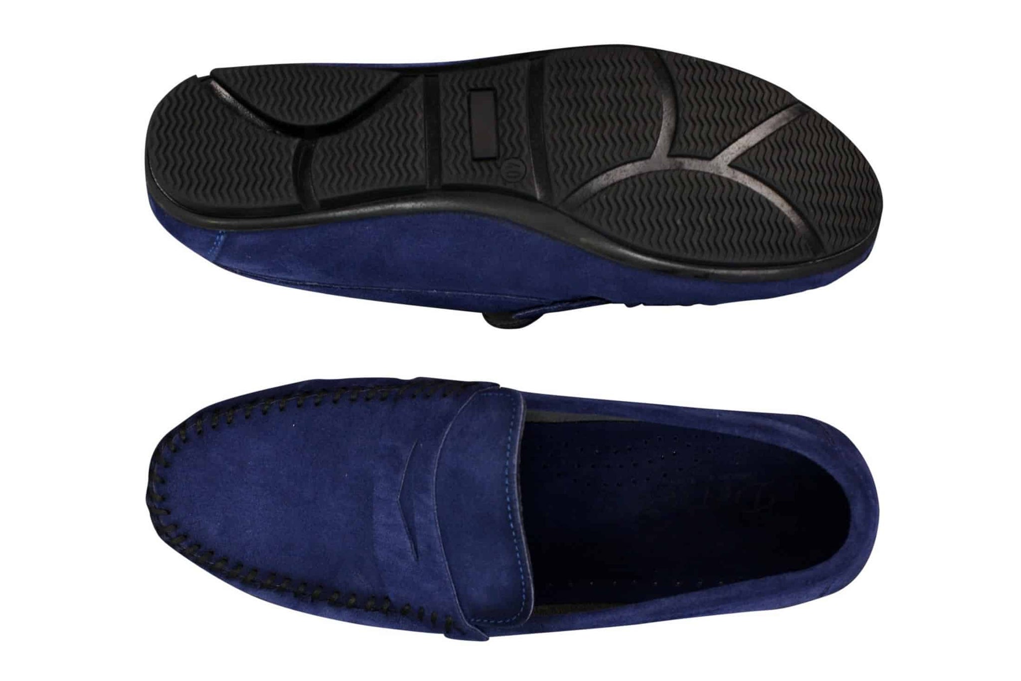 Mocasines de diseño para hombre, de ante auténtico lavado, estilo casual elegante.