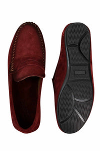 Mocasines de diseño para hombre, de ante auténtico lavado, estilo casual elegante.