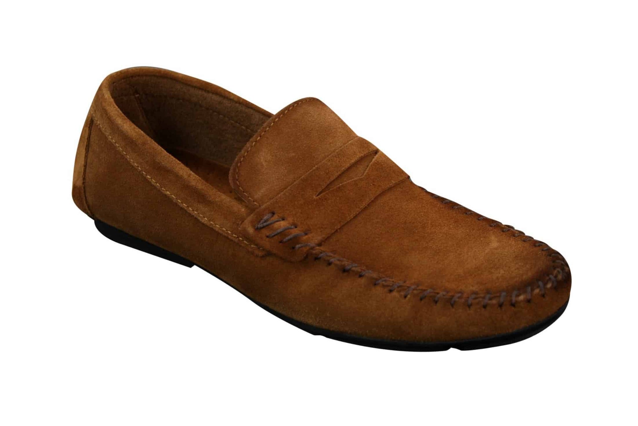 Mocasines de diseño para hombre, de ante auténtico lavado, estilo casual elegante.