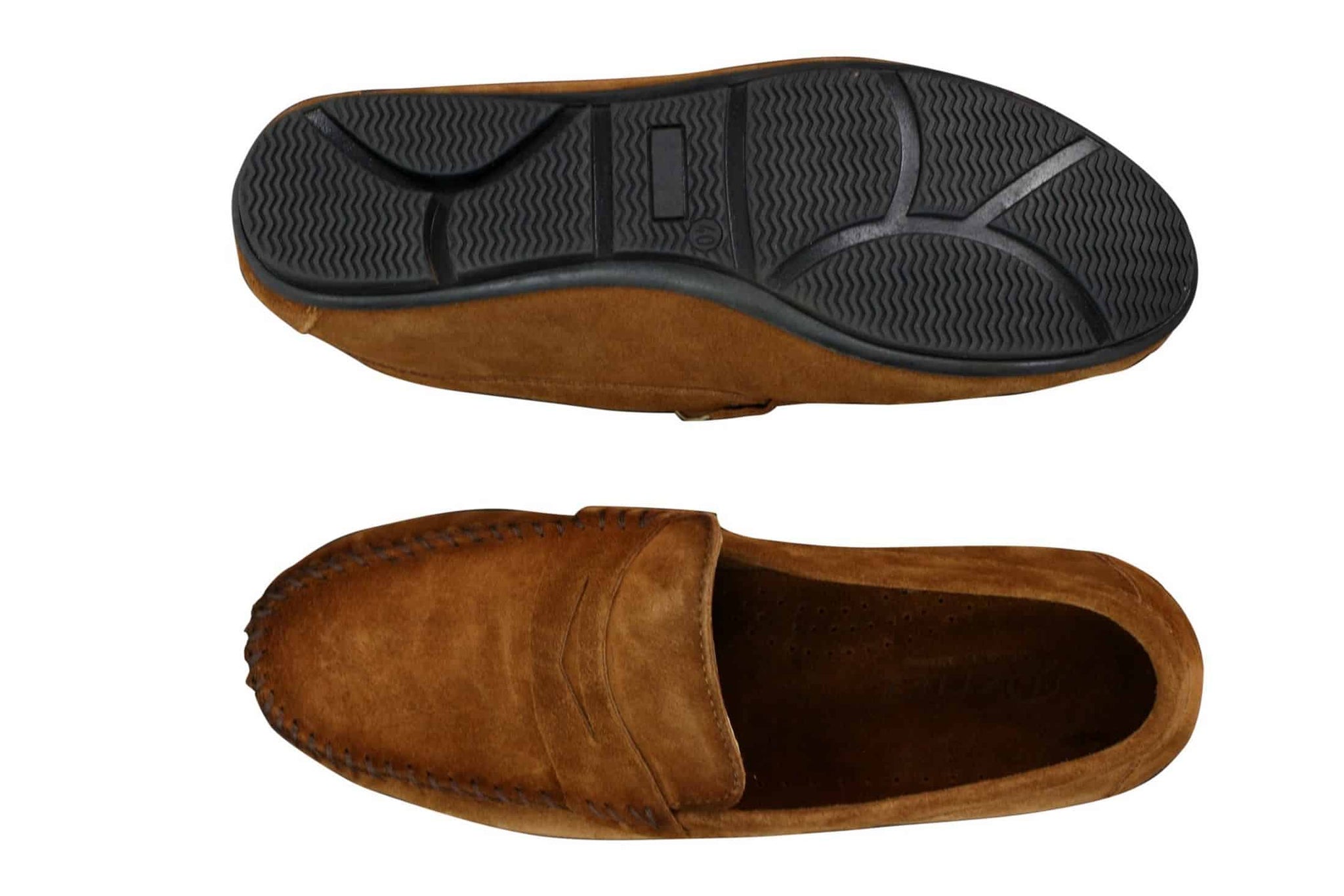 Mocasines de diseño para hombre, de ante auténtico lavado, estilo casual elegante.