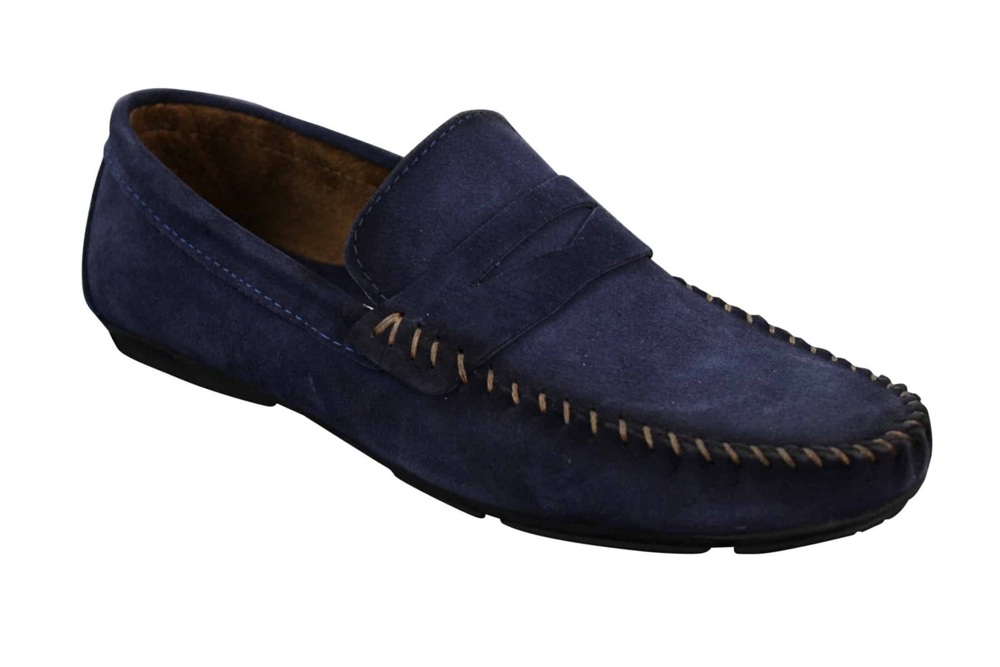 Mocasines de diseño para hombre, de ante auténtico lavado, estilo casual elegante.