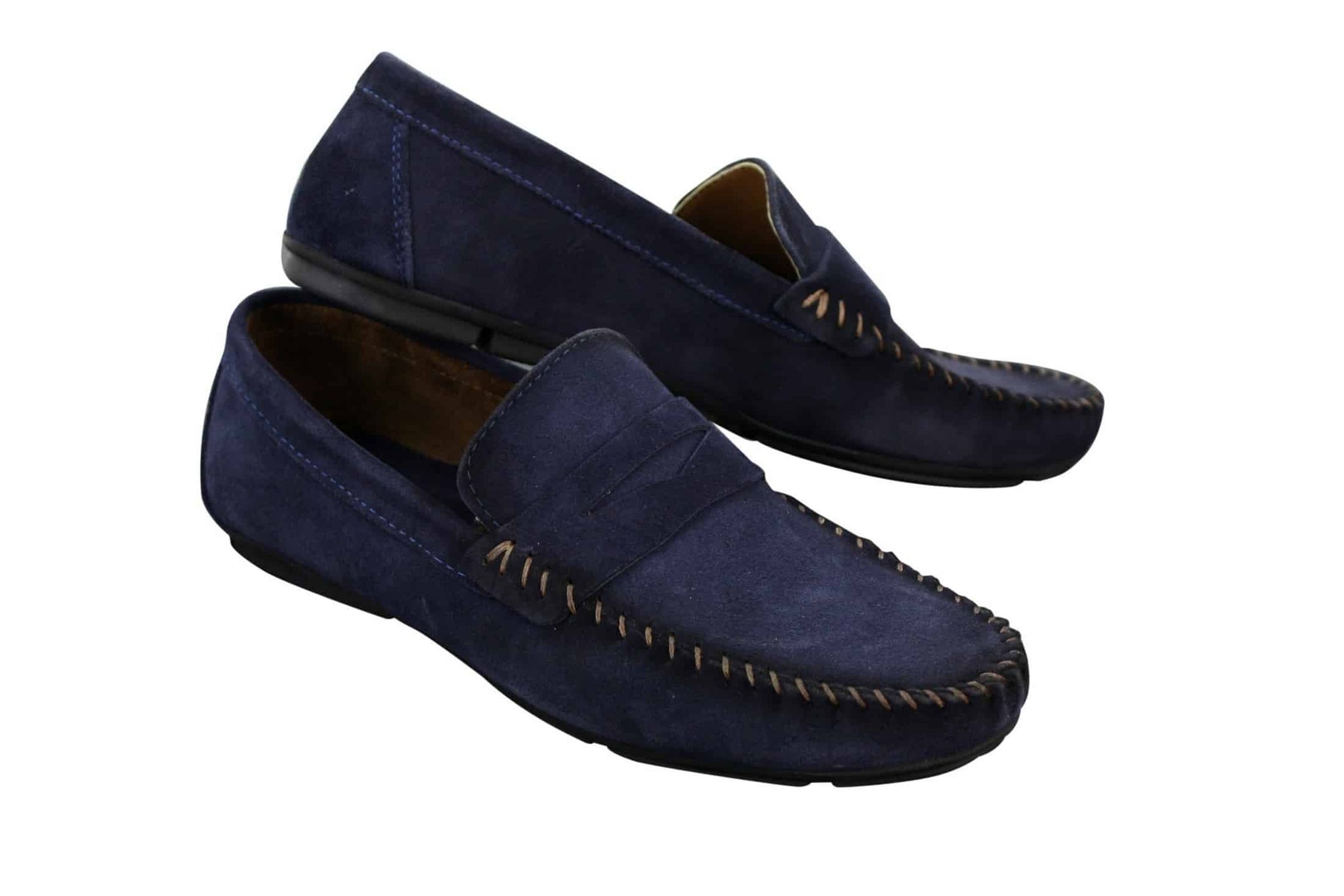 Mocasines de diseño para hombre, de ante auténtico lavado, estilo casual elegante.