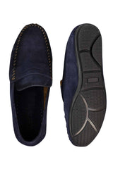 Mocasines de diseño para hombre, de ante auténtico lavado, estilo casual elegante.