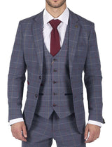 Blazer de hombre Marc Darcy azul gris rojo a cuadros elegante informal de tweed corte ajustado Drake