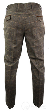 Dx-7 - Pantalón de hombre de tweed a cuadros con estampado de espiga, color marrón claro, corte regular