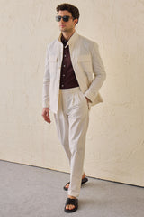 Pantalones blancos plisados de estilo casual elegante para hombre, corte clásico a medida.