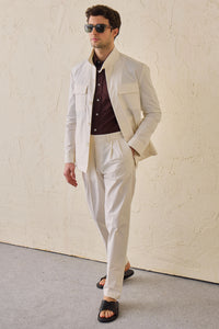 Pantalones blancos plisados de estilo casual elegante para hombre, corte clásico a medida.