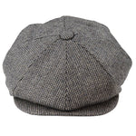 Gorra plana de hombre de 8 paneles estilo Baker Boy de lana tweed Shelby Newsboy, color gris.