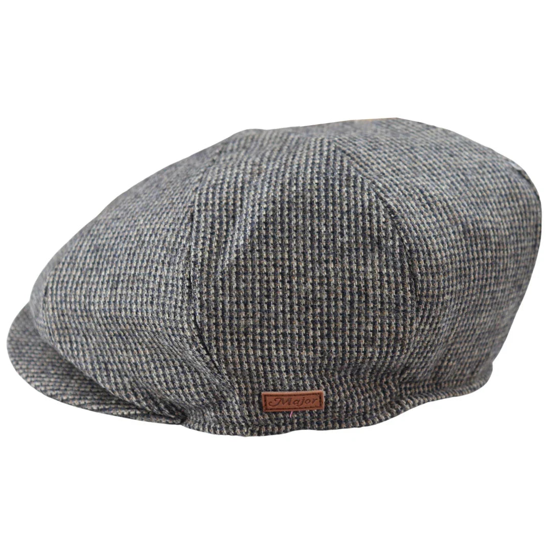 Gorra plana de hombre de 8 paneles estilo Baker Boy de lana tweed Shelby Newsboy, color gris.
