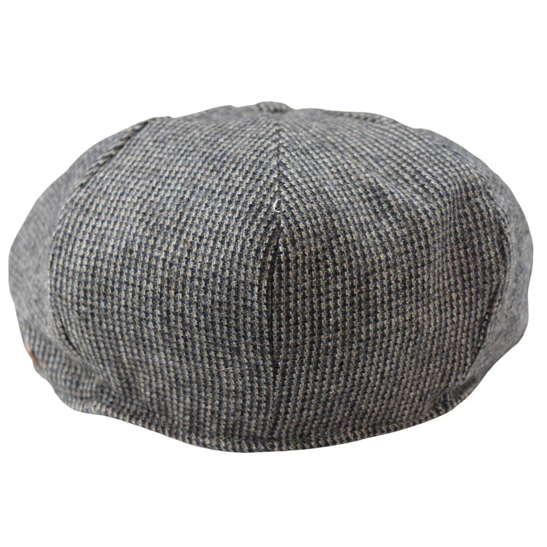 Gorra plana de hombre de 8 paneles estilo Baker Boy de lana tweed Shelby Newsboy, color gris.