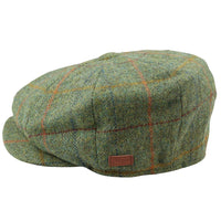 Gorra plana de cuadros verdes de tweed estilo Newsboy de 8 paneles para hombre