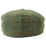Gorra plana de cuadros verdes de tweed estilo Newsboy de 8 paneles para hombre