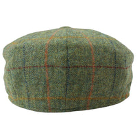 Gorra plana de cuadros verdes de tweed estilo Newsboy de 8 paneles para hombre