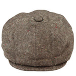 Gorra Baker Boy de 8 paneles, sombrero Shelby, lana tweed, clásico marrón, navaja