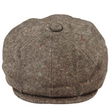 Gorra Baker Boy de 8 paneles, sombrero Shelby, lana tweed, clásico marrón, navaja