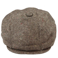 Gorra Baker Boy de 8 paneles, sombrero Shelby, lana tweed, clásico marrón, navaja