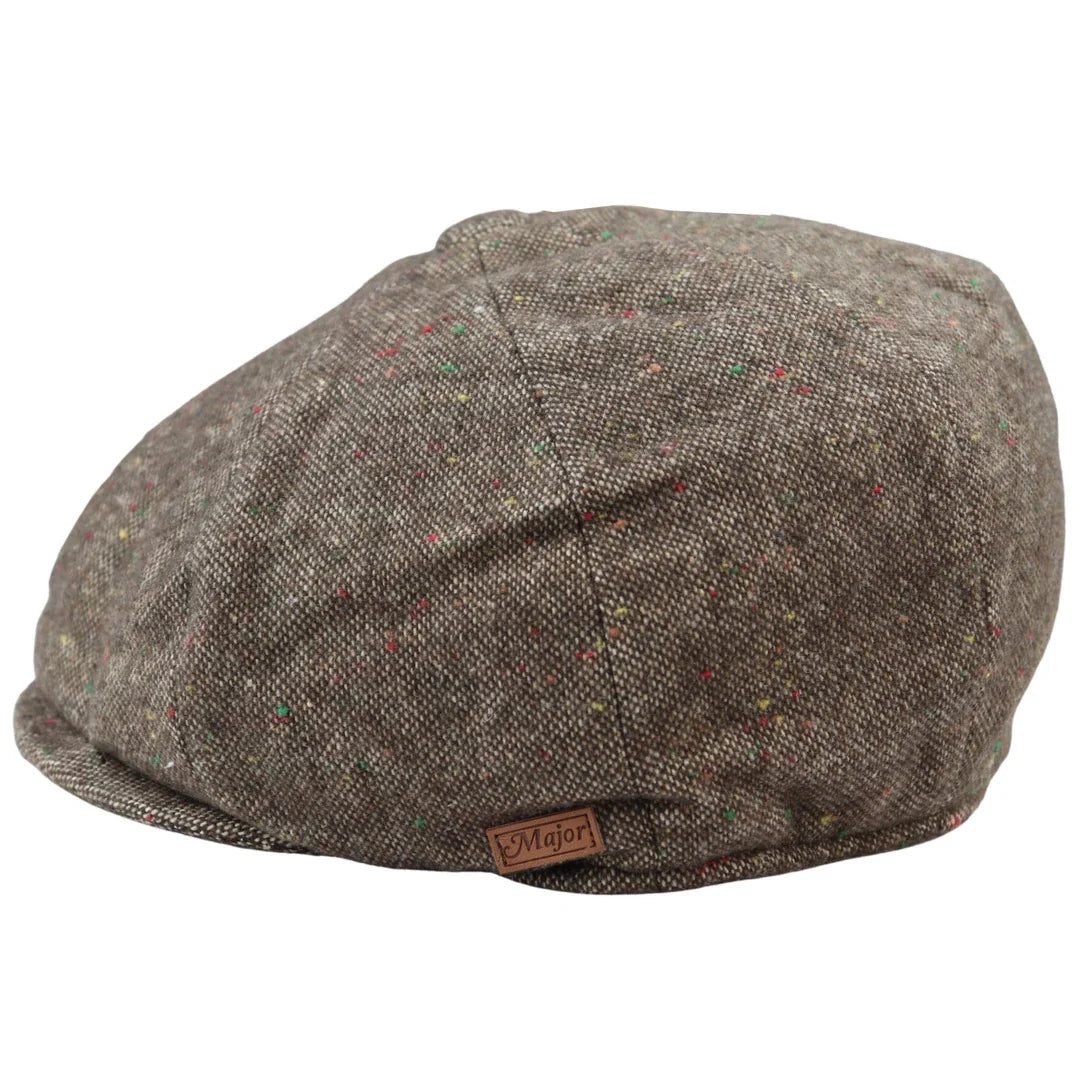 Gorra Baker Boy de 8 paneles, sombrero Shelby, lana tweed, clásico marrón, navaja