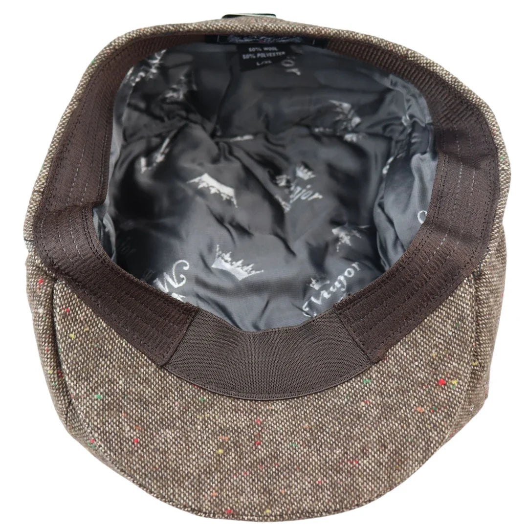 Gorra Baker Boy de 8 paneles, sombrero Shelby, lana tweed, clásico marrón, navaja