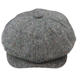 Gorra Baker Boy de 8 paneles, sombrero Shelby, lana tweed, gris clásico Razor