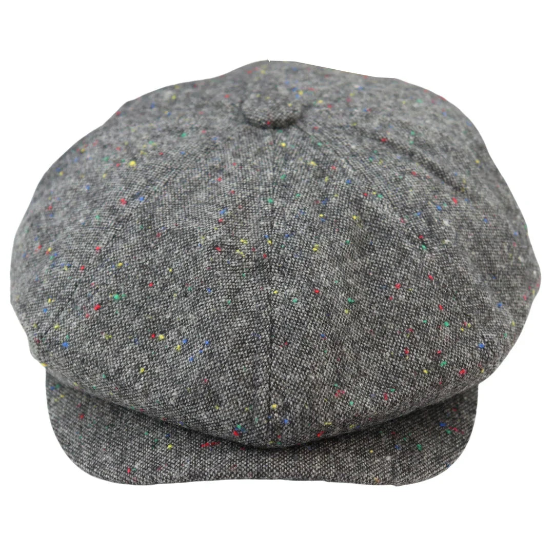 Gorra Baker Boy de 8 paneles, sombrero Shelby, lana tweed, gris clásico Razor