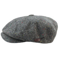 Gorra Baker Boy de 8 paneles, sombrero Shelby, lana tweed, gris clásico Razor