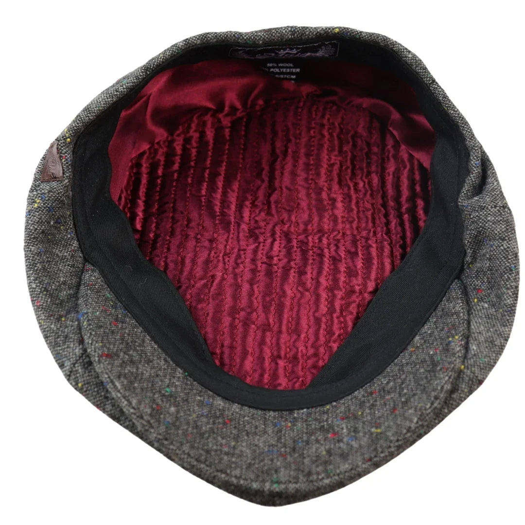 Gorra Baker Boy de 8 paneles, sombrero Shelby, lana tweed, gris clásico Razor