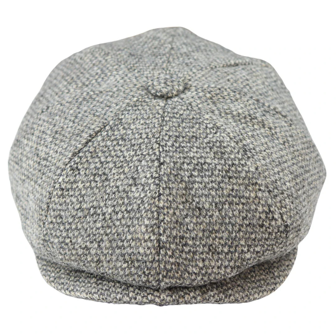 Gorra Baker Boy de 8 paneles, sombrero Shelby, lana tweed, gris claro clásico Razor