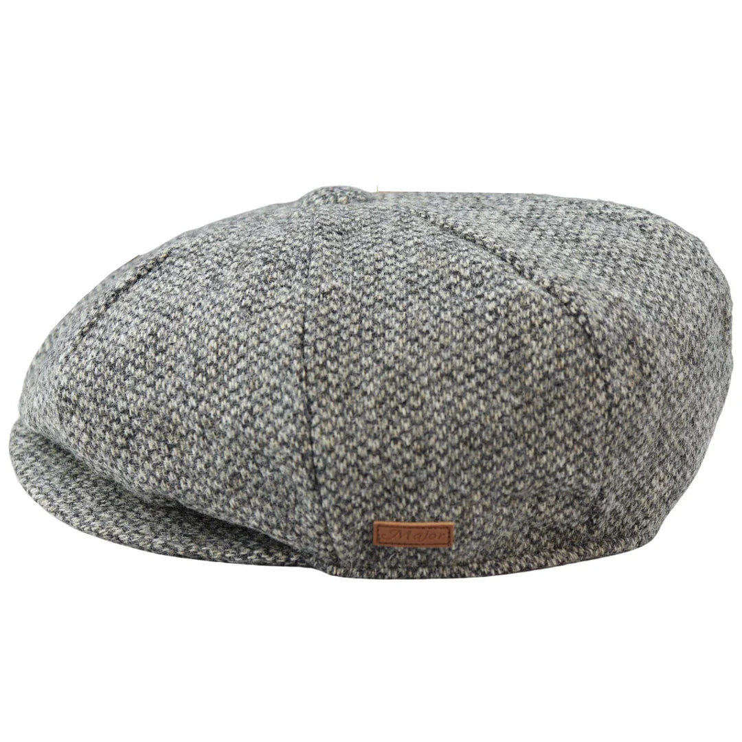 Gorra Baker Boy de 8 paneles, sombrero Shelby, lana tweed, gris claro clásico Razor