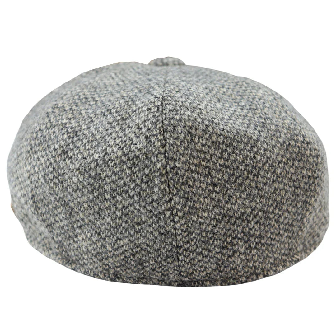Gorra Baker Boy de 8 paneles, sombrero Shelby, lana tweed, gris claro clásico Razor