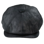 Gorra de hombre de 8 paneles estilo Baker Boy de cuero sintético, estilo Newsboy, plana, color negro.