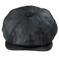 Gorra de hombre de 8 paneles estilo Baker Boy de cuero sintético, estilo Newsboy, plana, color negro.