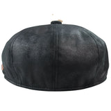 Gorra de hombre de 8 paneles estilo Baker Boy de cuero sintético, estilo Newsboy, plana, color negro.