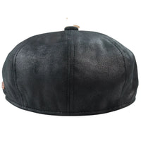Gorra de hombre de 8 paneles estilo Baker Boy de cuero sintético, estilo Newsboy, plana, color negro.