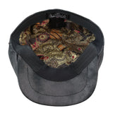 Gorra de hombre de 8 paneles estilo Baker Boy de cuero sintético, estilo Newsboy, plana, color negro.