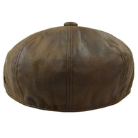 Gorra plana de hombre de 8 paneles estilo Baker Boy de piel sintética, color marrón.