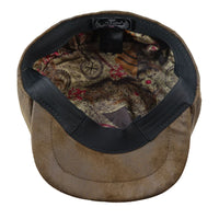 Gorra plana de hombre de 8 paneles estilo Baker Boy de piel sintética, color marrón.