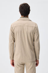 Blazer de punto suave beige para hombre, chaqueta elegante informal