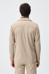 Blazer de punto suave beige para hombre, chaqueta elegante informal