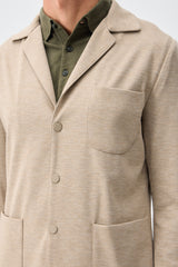 Blazer de punto suave beige para hombre, chaqueta elegante informal