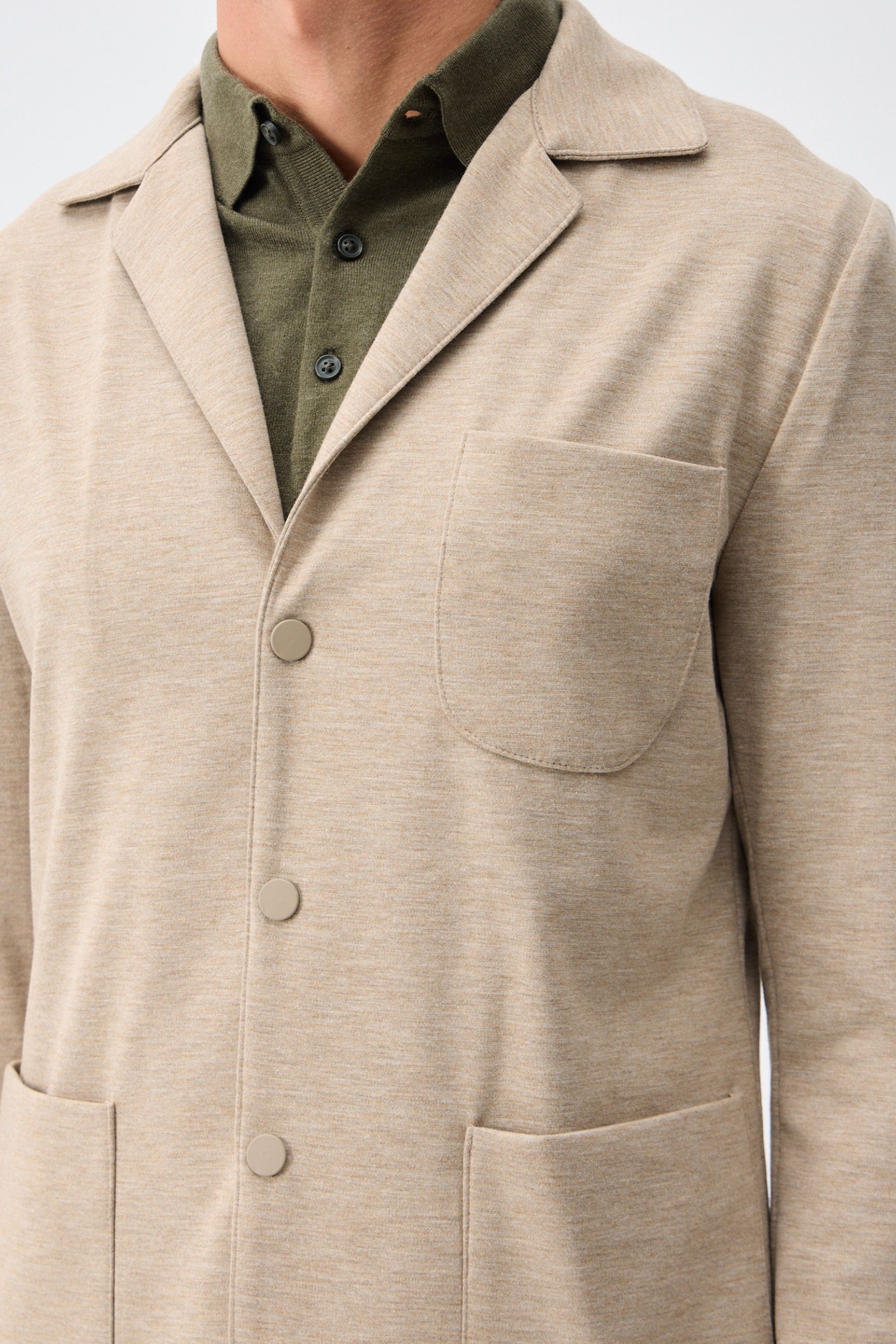 Blazer de punto suave beige para hombre, chaqueta elegante informal